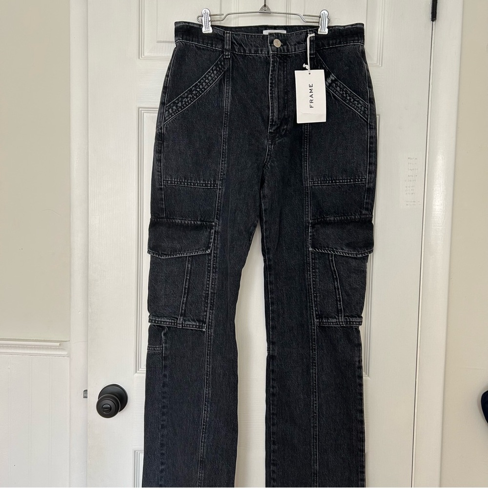 Frame High Rise Utility Straight Leg Jeans - Picture 4 of 15